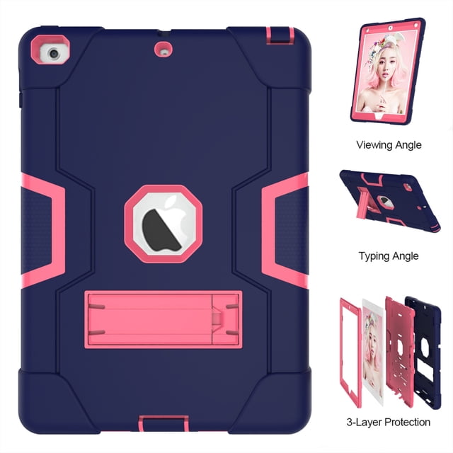 Case for iPad 6th Generation/iPad 5th Generation (9.7-inch, 2018/2017 Model), iPad Air 2 Case, Hybrid Shockproof Rugged Protective Cover for iPad 9.7 inch with Built-in Kickstand