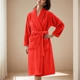 thumbnail image 1 of Soki Premium Womens Plush Soft Robe Fluffy, Warm, Fleece Sherpa Shaggy Bathrobe Red XL, 1 of 3