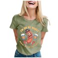 thumbnail image 1 of LUOGENLI T-shirts pour Femme pour Femmes T-Shirt Mode pour Dames T-Shirt Décontracté Imprimé Col Rond Manches Courtes Haut pour l'Été T-shirts Amusants pour Femmes T-Shirt Graphique Vêtements d'Été Amusants Vert Pâle TG, 1 of 4