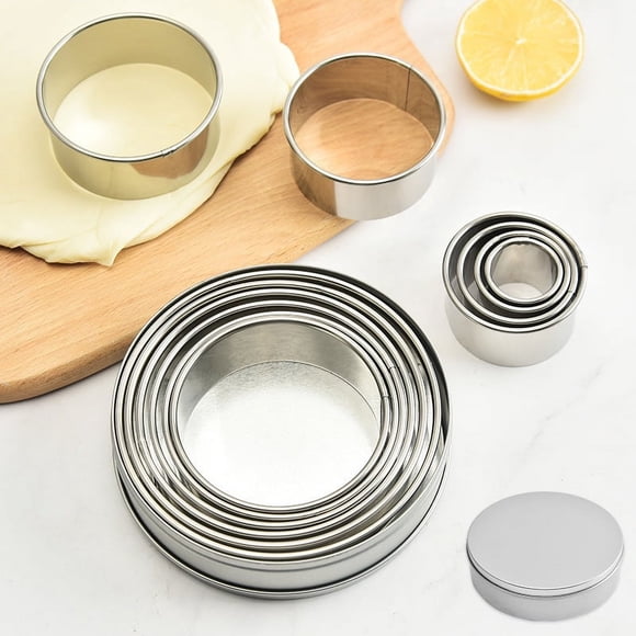 Stainless Steel Round Cookie Cutter Set, 12 Circular Biscuit Cutters Round Donut Ring Molds for Baking 2.8cm Height