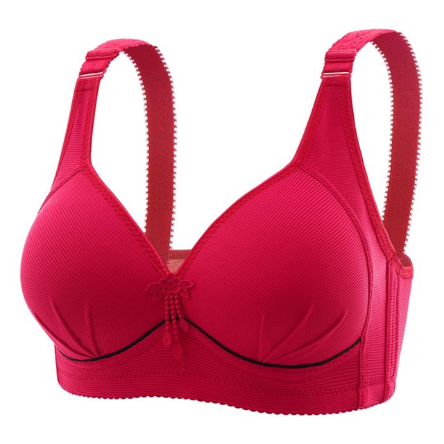 Women Bras Push up Full-Coverage Bra Feature V-Neck Training Bra Style W-1262 Red S