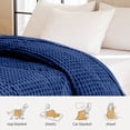 thumbnail image 4 of Blue Navy Blue Reversible Fleece Throw 150X100Cm Ultra Soft Bed Cover For Cold Nights Compact Storage Double Sided Design #6Xy56, 4 of 6