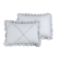 thumbnail image 3 of Marina Decoration Lush Ruffled Textured Shabby Chic Stitching Coverlet Bedspread Ultra Soft Solid Summer Embroidered Quilt Set with Quilted Shams, Grey Color, 3 of 6