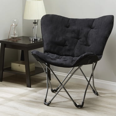 Chaise pliante papillon Mainstays en tissu micro-suède, noire