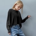 thumbnail image 3 of Plebaso T-shirts d'Entraînement pour Filles à Manches Longues/courtes, Dos Ouvert, Chandails Courts de Course Athlétiques pour Enfants, 3 of 7