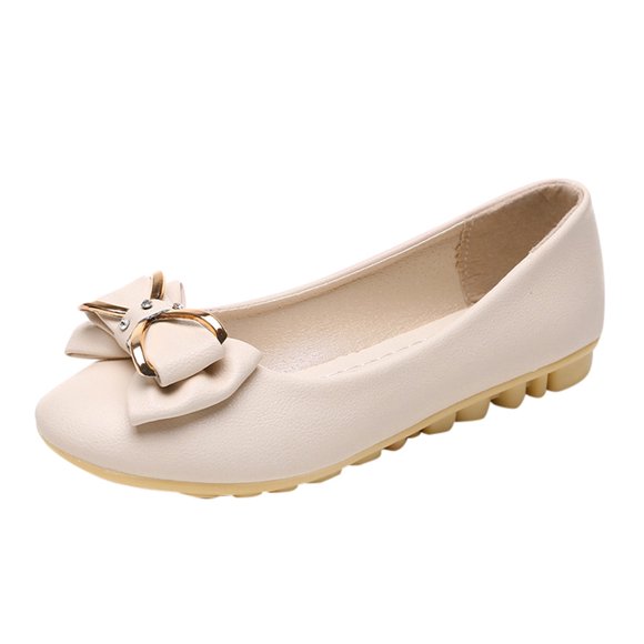 Chaussures de Travail Plates pour Femmes, Mode Décontractée, Bout Rond, Nœud Papillon, Échancrées, à Enfiler