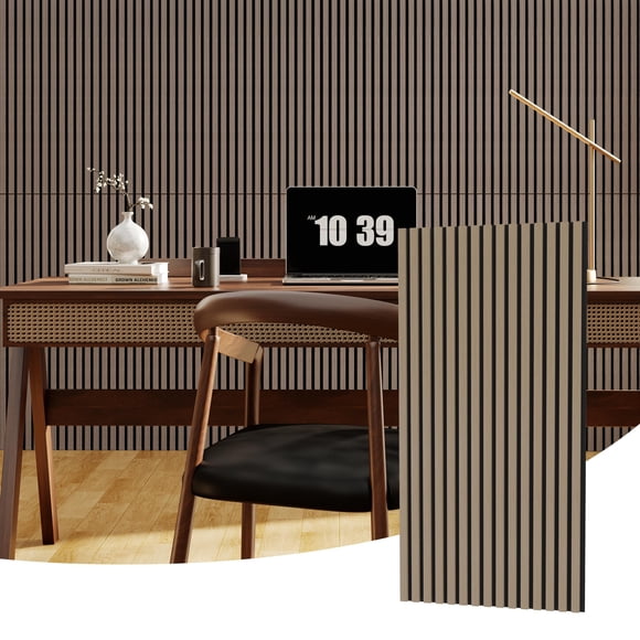 Lot de 4 Panneaux Muraux Acoustiques à Lattes en Bois Cannelé 3D, 47,2 Pouces X 23,6 Pouces (Total 31 Pi), Panneaux Insonorisants Élégants pour la Réduction du Bruit, Déco Murale Intérieure à Réduction de Bruit, Panneaux Acoustiques pour la Maison et le Bureau