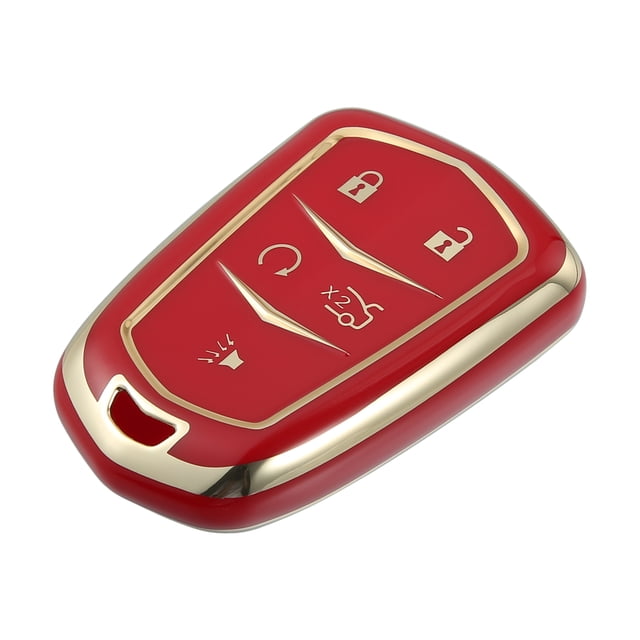 Unique Bargains Étui de Clé de Voiture avec Télécommande à 5 Boutons, Étui de Clé en TPU, Protecteur Complet Rouge pour Cadillac XT5 2017-2020