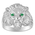 thumbnail image 1 of RYLOS Rings Sterling Silver* Conversation Starter Diamond & Gorgeous Precious Ruby, Sapphire or Emerald Lion Head Ring Size 10, 1 of 7