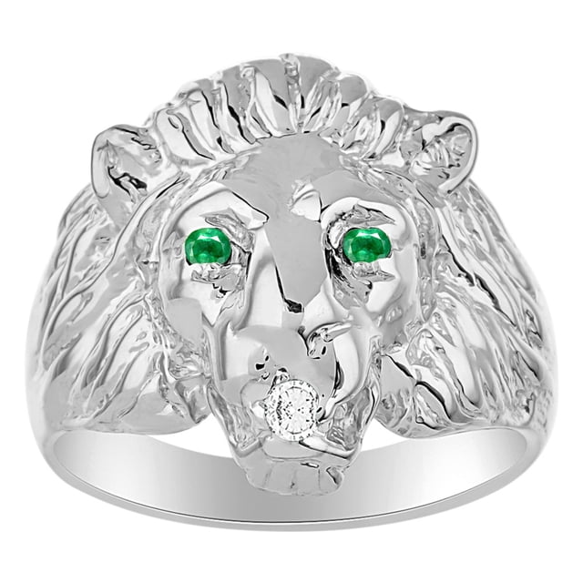 RYLOS Rings Sterling Silver* Conversation Starter Diamond & Gorgeous Precious Ruby, Sapphire or Emerald Lion Head Ring Size 10