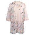 thumbnail image 3 of Pompotops T-Shirts d'Été à Imprimé Floral Col en V pour Femmes Blouse Trois Quarts, 3 of 7