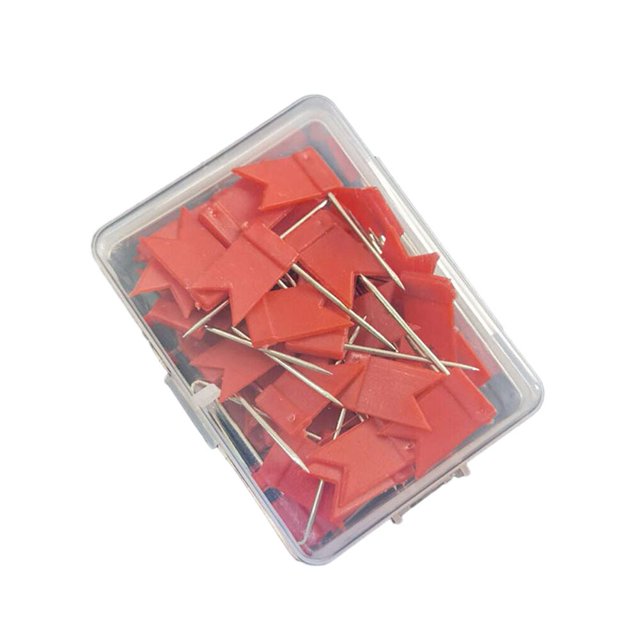 50 Pcs Épingles à Pousser Drapeaux Colorés en Métal pour Tableau d'Affichage et Papier de Messages, Aiguilles Fixes pour Carte, Dessin, Pointes de Pouce, Fournitures de Reliure
