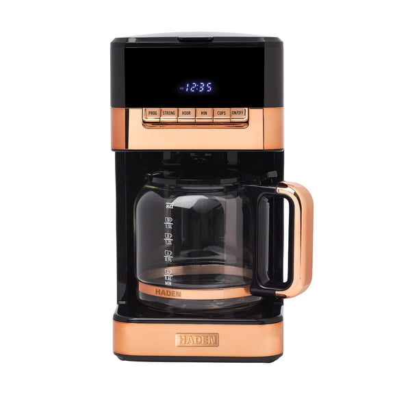 Haden Quintessential Cafetière Numérique Programmable 12 Tasses, Noir/cuivre