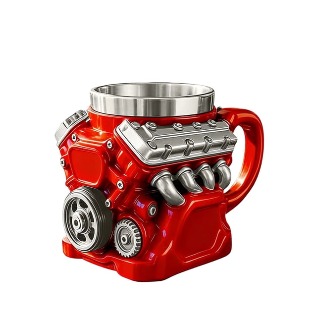 V6 Engines Resin With Inner Liner Mug And Personalized Mechanical Engines Punk Stainless Steel Cup