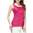 thumbnail image 2 of Liquidation & Promo, Débardeur Patchwork à Sequins pour Femmes, Col Rond, Ajusté, à la Mode, Décontracté, Usage Quotidien, Haut Élégant Audacieux et Beau/polyester, Rose Vif, Sopatenor, 2 of 8