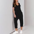 thumbnail image 4 of Yuyuzo Jumpsuits for Women Short Sleeve V Neck Rompers Wide Leg Cropped Pants Overalls with Pockets, 4 of 7