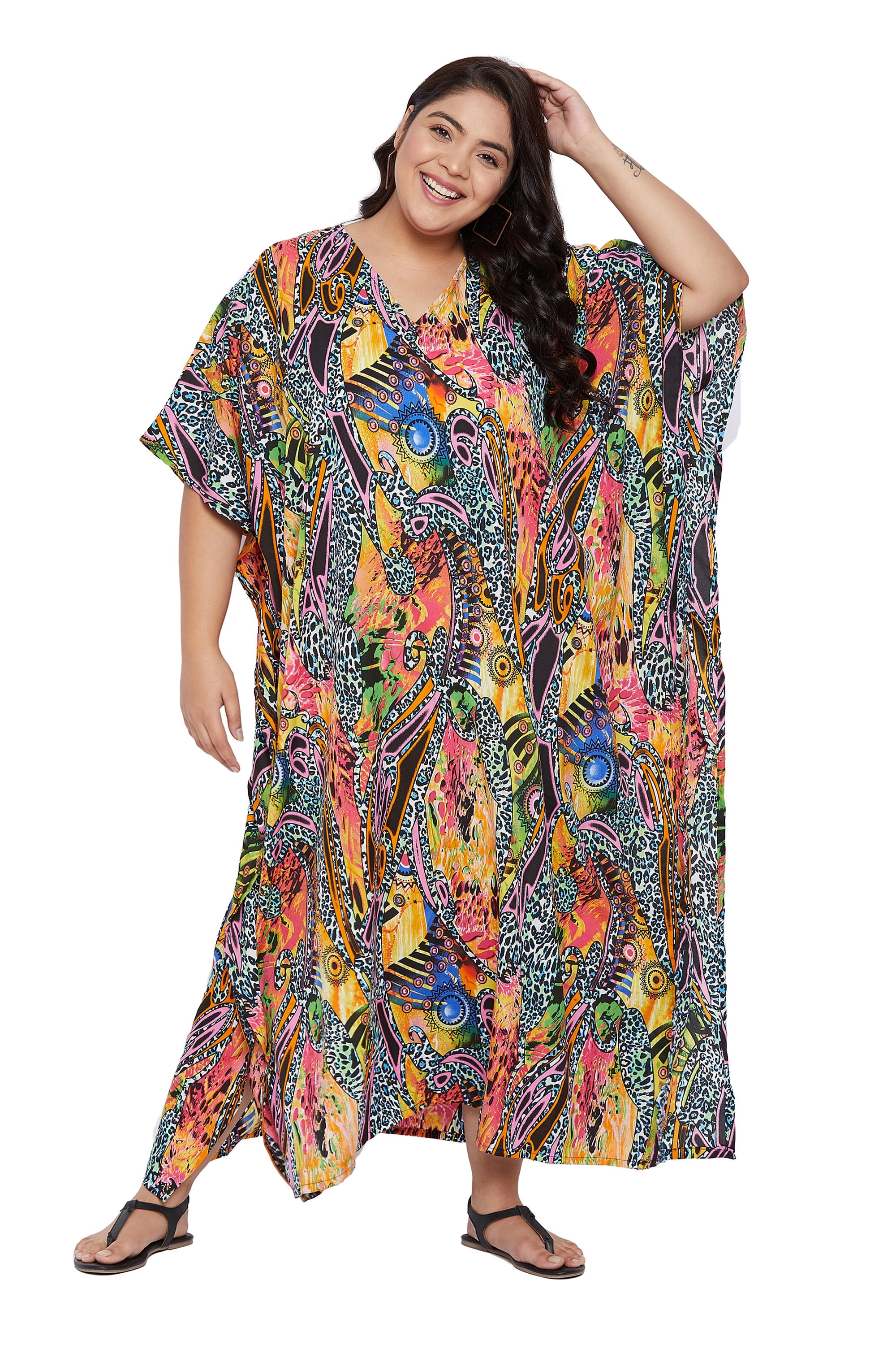 Caftans Longs pour Femmes Grande Taille Robe Caftan Robe de Soirée Fête Été Plage Robe d'Été Manches Kimono Longues Robes Décontractées en Ligne