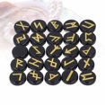 thumbnail image 3 of 25Pcs Meditation Stone Set, Glossy Appearance Widespread Use Positive Energy Spiritual Black Engraved Rune Stones Kit for Divination Meditation, 3 of 7