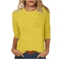 thumbnail image 1 of Admvng Blouses pour Femmes Chic Décontracté Col Rond Manches 3/4 T-shirt Ample Basique Hauts pour Femmes P-2TG, 1 of 5
