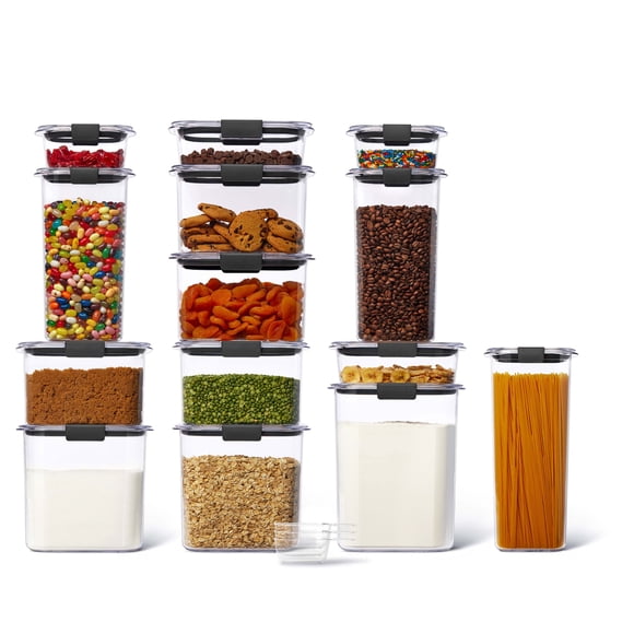Contenants de garde-manger hermétiques Rubbermaid Brilliance, paquet de 14, 31 pièces avec couvercles et cuillères