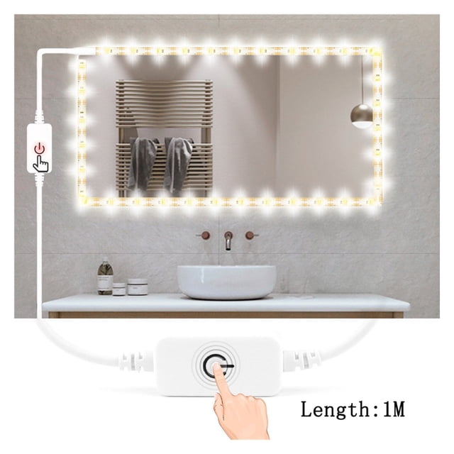 Bande Lumineuse LED USB 5V pour Miroir de Maquillage et Coiffeuse, Gradation Inductive, Miroirs de Maquillage Éclairés Réglables, Lumières de table pour Coiffeuse Cosmétique, Utilisation Grand