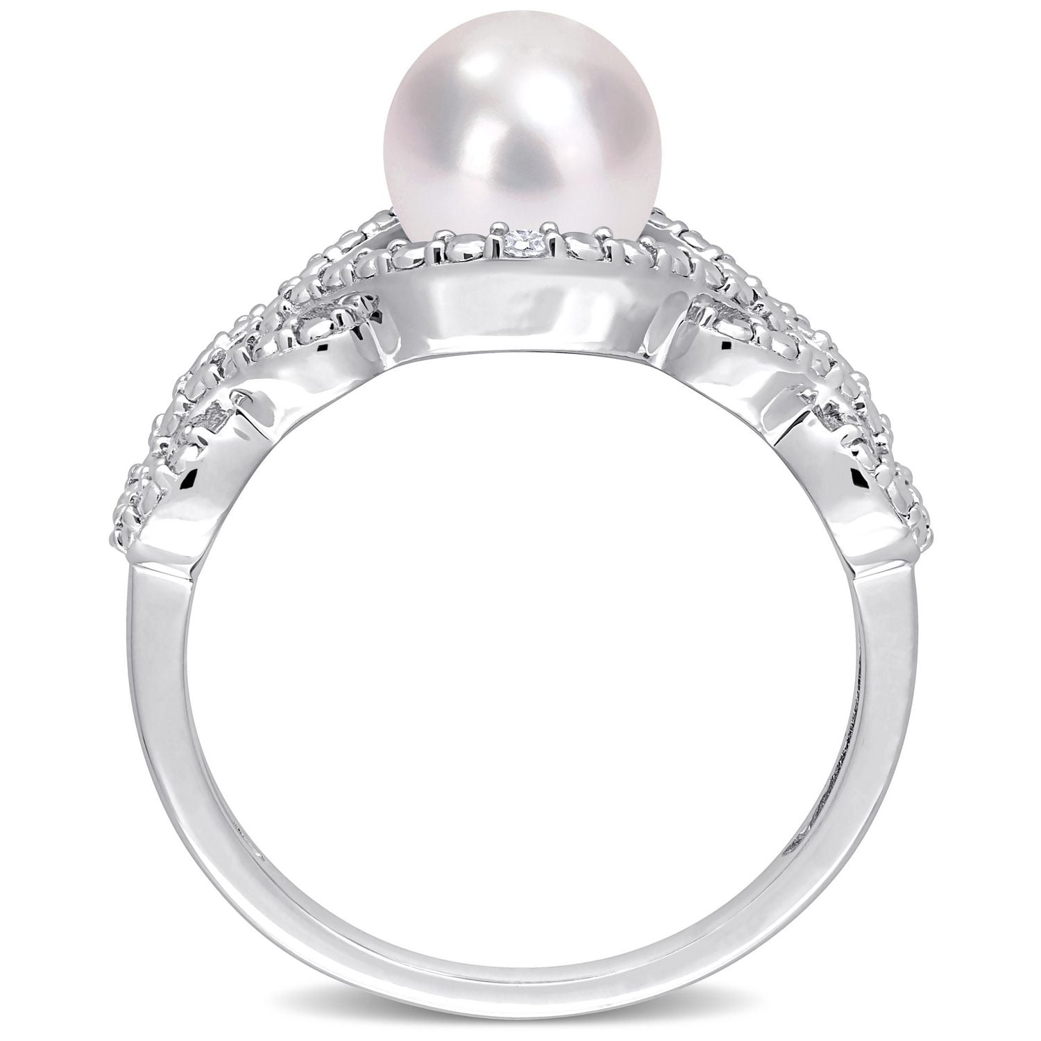 Bague entrecroisée Miabella en argent sterling avec perles culture d'eau douce et accents de diamants