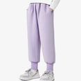 thumbnail image 4 of Winter Pants for Girls Children's Winter Solid Color Elastic Waist Slim Sports Sweatpants Long Pants, 4 of 5
