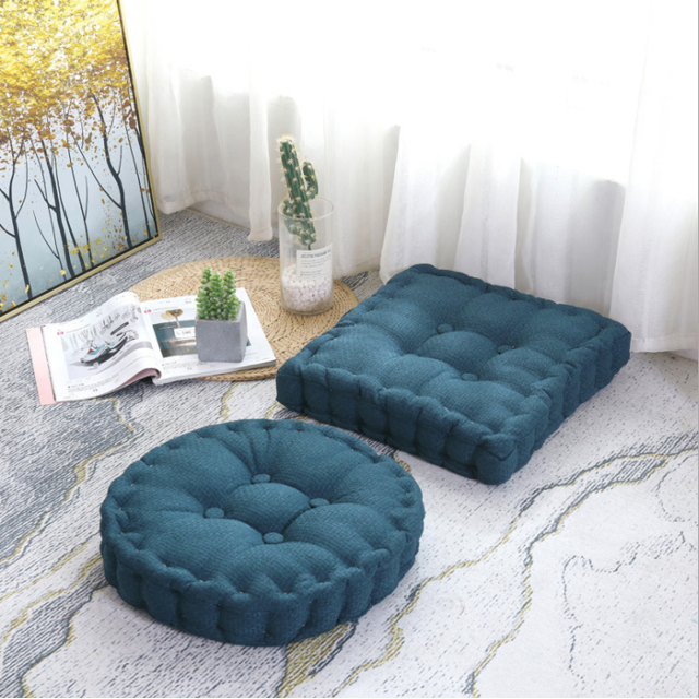 Coussin d'Oreiller Épaissi Rond pour Patio à la Maison - Bleu Étoilé
