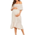 thumbnail image 1 of MEZZALL Robe Femme Florale à Encolure Carrée Robes Midi Robe de Maternité Enceinte Décontractée Robe Trapèze Longue Fluide à Smocks Confort Tenue Quotidienne L, 1 of 6