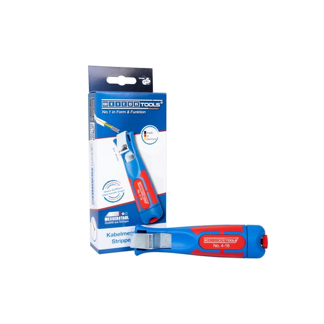 WEICON Cable Stripper No. 4 - 16 | Universal Multi Stripping Knife | Adjustable cutting depth | Stripping tool for all common round cables | Working range 4 - 16 mm Ø