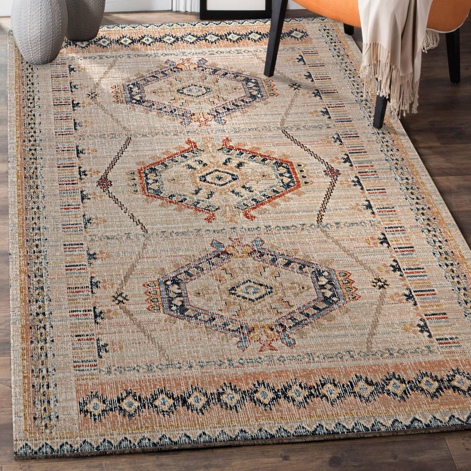 Great Zero Lana Ivory & Terracotta 5' x 7'6" Area Rug