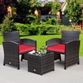 thumbnail image 1 of Costway 3PCS Patio Rattan Wicker Furniture Cushion Sofa Coffee Table Red, 1 of 9