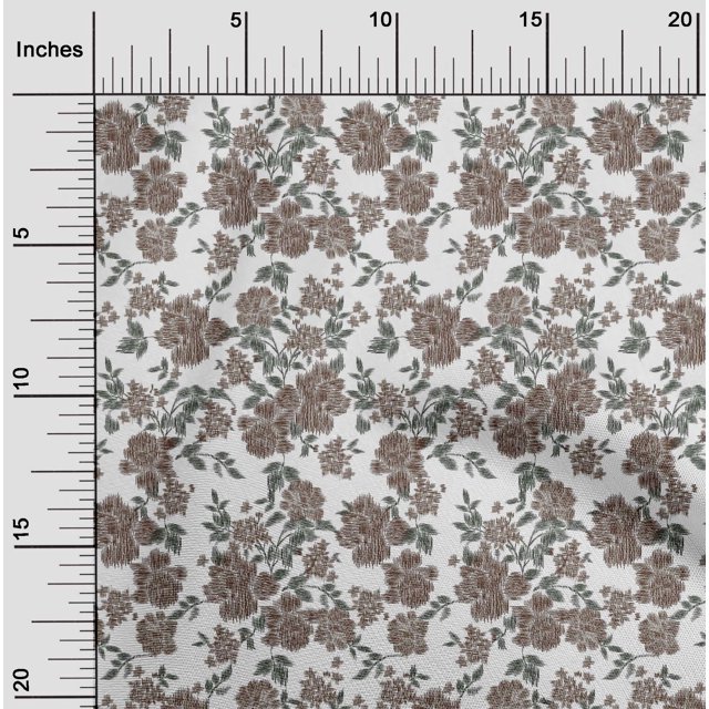 oneOone Cotton Poplin Fabric Leaves & Floral Ikat Printed Craft Fabric BTY 56 Inch Wide