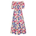 thumbnail image 4 of Womens Bohemian Floral Dresses Off-The-Shoulder Flowy A-Line Beach Party Maxi Dress Homecoming Dresses, 4 of 7