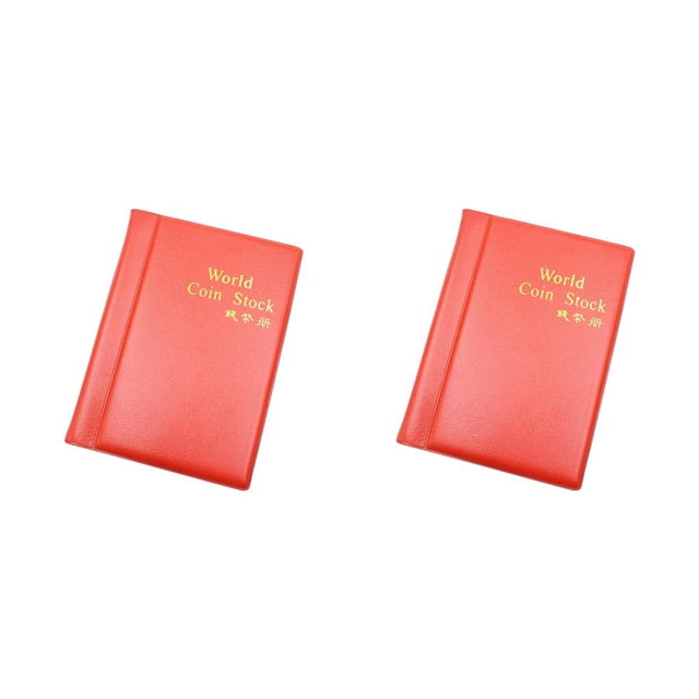 maskred 120 Pockets Album Book Plastic Organizer Mini Badges Anniversary Storage Bags Albums for Office Red 2Set