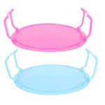MasteelfCA 2pcs Rounded Microwave Oven Rack Layered Steaming Tray Kitchen Accessory