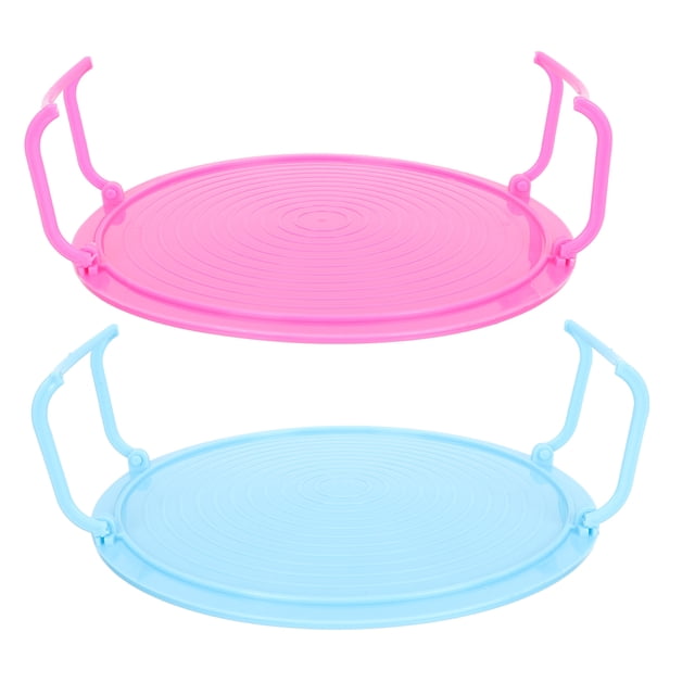 MasteelfCA 2pcs Rounded Microwave Oven Rack Layered Steaming Tray Kitchen Accessory