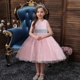 thumbnail image 2 of hoksml Robes d'Été, Robes pour Filles, Robe pour Enfants Filles Sans Manches Robe de Princesse Nœud Papillon Dentelle Fleurs Robe en Maille Robe Tuftée Liquidation, 2 of 9