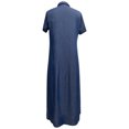 thumbnail image 5 of EGNMCR Robes de Fête pour Femmes Femmes Bouton Ample Imprimé Col en V Imitation Denim Manches Courtes Longue Robe, 5 of 5