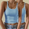 thumbnail image 2 of Timegard Camisoles 2 Pcs pour Femmes Col Rond Côtelé Sans Manches Ajusté Court Haut Décontracté Sortie Camis, 2 of 6