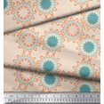 thumbnail image 2 of Soimoi White Poly Georgette Fabric Sun Mandala Decor Fabric Printed Yard 42 Inch Wide, 2 of 5