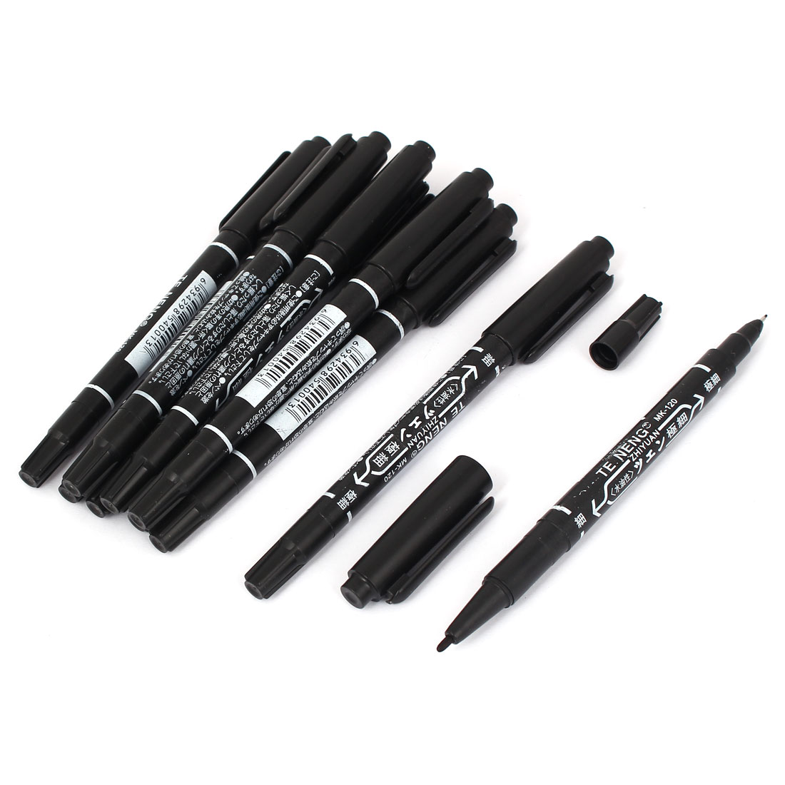 Unique Bargains 10pcs Double Marker Black Ink Waterproof Marking Pen for  Officers
