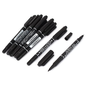 Unique Bargains 10pcs Stylo de marquage étanche à l'encre noire double marqueur pour les officiers