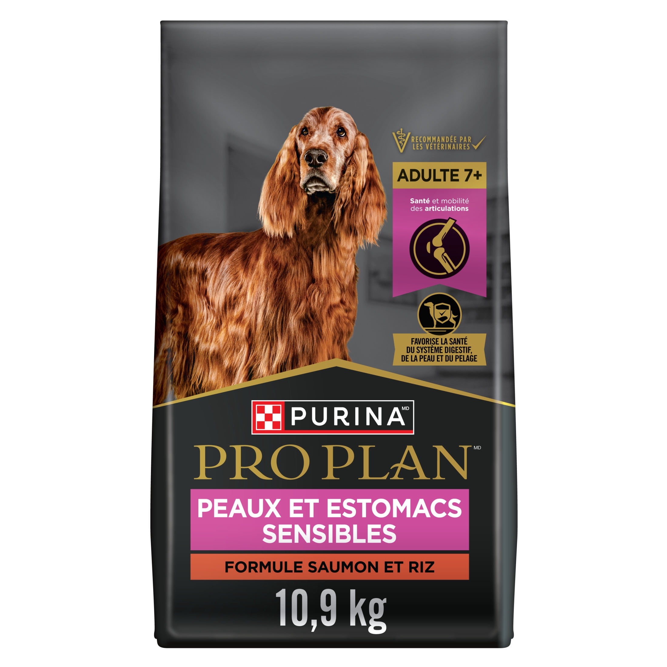 Purina Pro Plan Sénior Peau et Estomac Sensibles Adulte 7+ Saumon, Nourriture Sèche pour Chiens