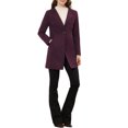 thumbnail image 2 of INSPIRE CHIC Women's Half Lapel Long Sleeves One Button Winter Mid-Length Overcoat M Purplish Red, 2 of 5