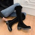 thumbnail image 1 of Autumn And Winter Rabbit Women's Boots Cross Lace Mid-heel Side Zipper High Boots Cotton Boots, 1 of 4