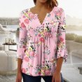 thumbnail image 5 of Hauts à Manches 3/4 pour Femmes Femmes Été Aguichant Plissé Imprimé Régulier Femmes Manches 3/4 Col en V Boutons Hauts Blouse Hauts d'Été pour Femmes Aguichant Aguichant Hauts d'Été pour Femmes Hauts d'Été Aguichant pour Femmes, 5 of 5
