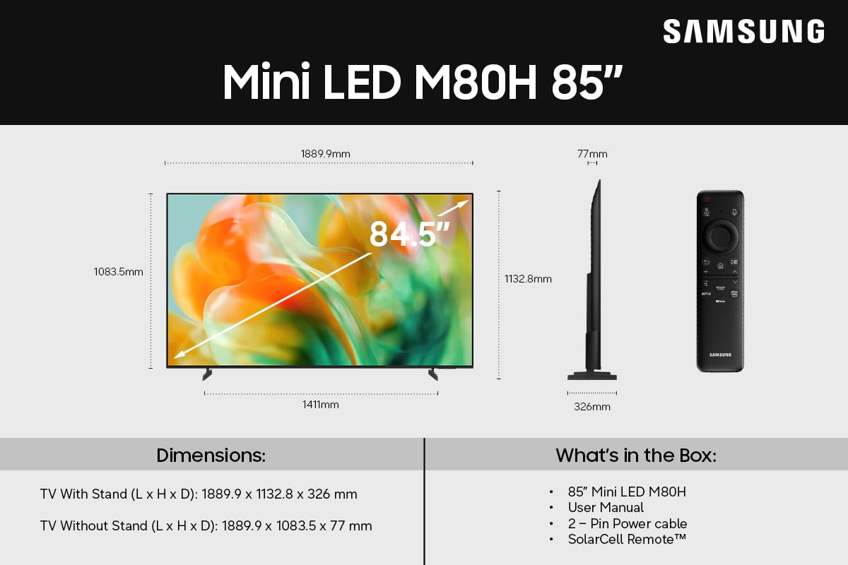 Samsung  Téléviseur intelligent 85" Mini LED M80H 4K Vision AI (2026)
