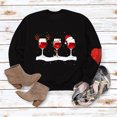 thumbnail image 4 of Pompotops Automne et Hiver Femmes Chandail Imprimé de Noël Col Rond Manches Longues Blouse Unie Hauts Chandails en Molleton, 4 of 4