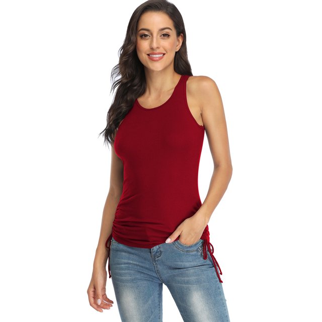 Beautyin Camisole à Cordon Extensible Dos Nageur Débardeur Côtelé pour Femmes